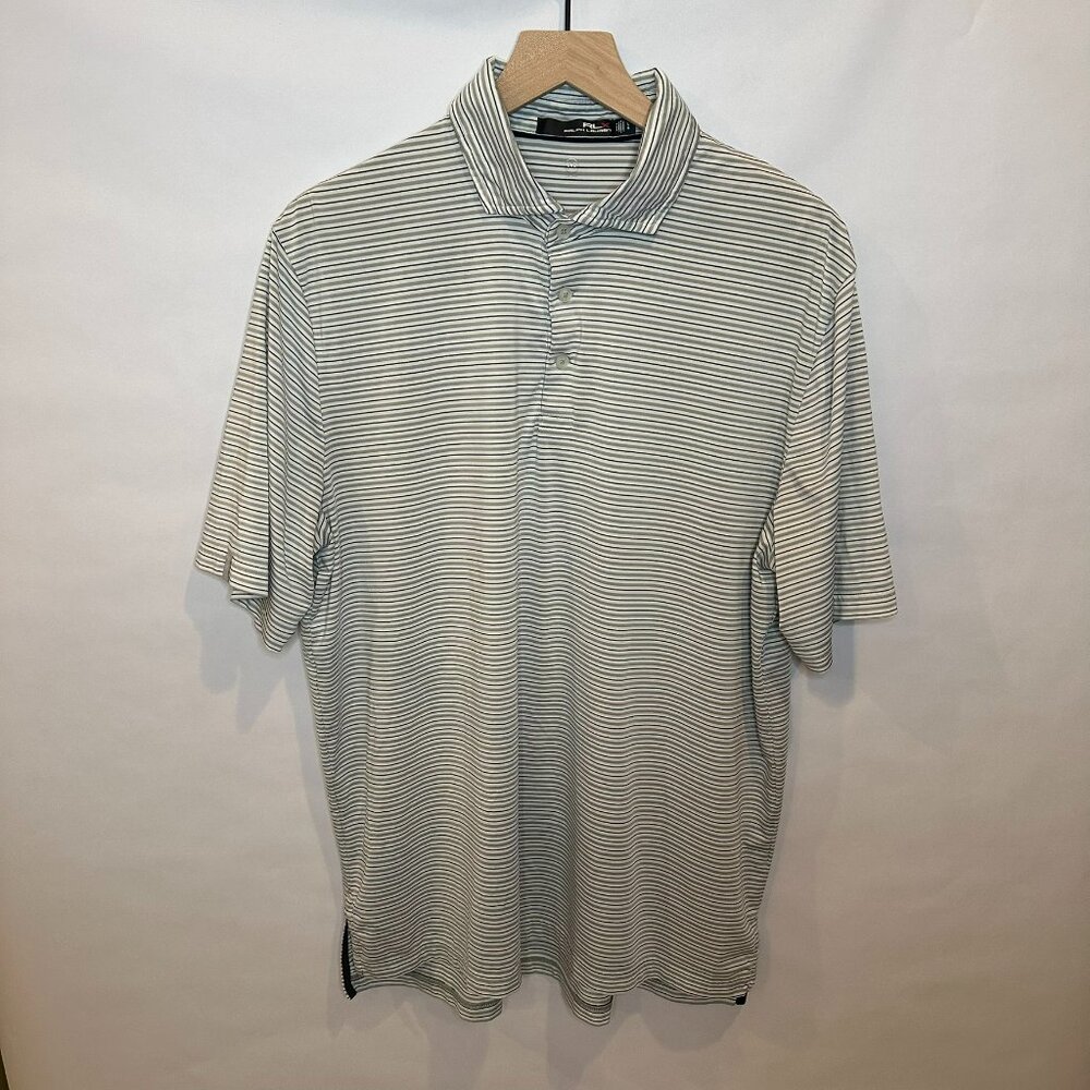 Ralph Lauren RLX golf performance polo gray, black and white stripes L